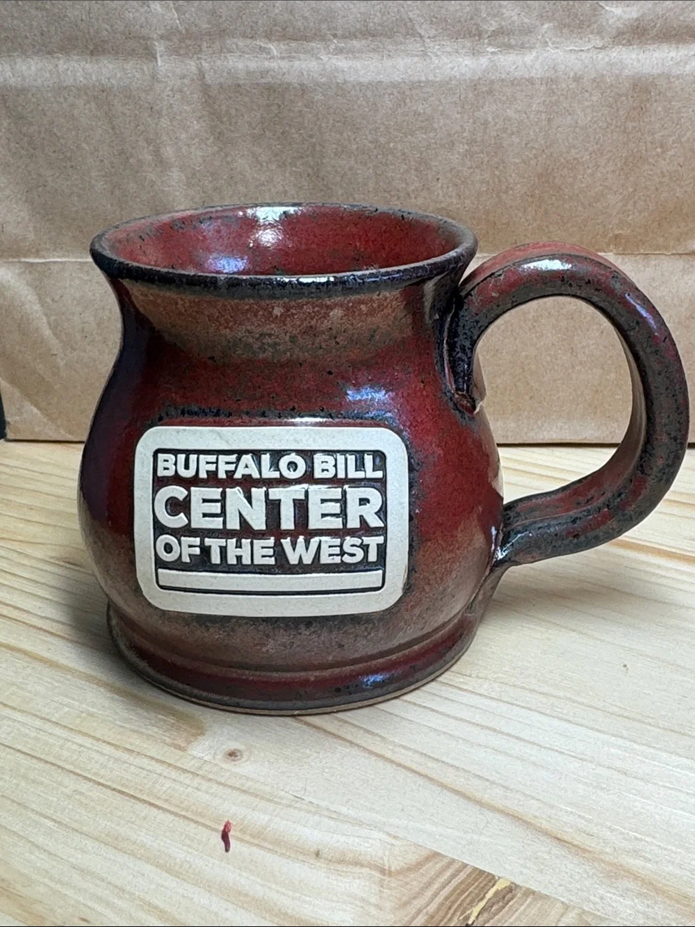 Buffalo David Bitton Red and Brown Ceramic Coffee Mug